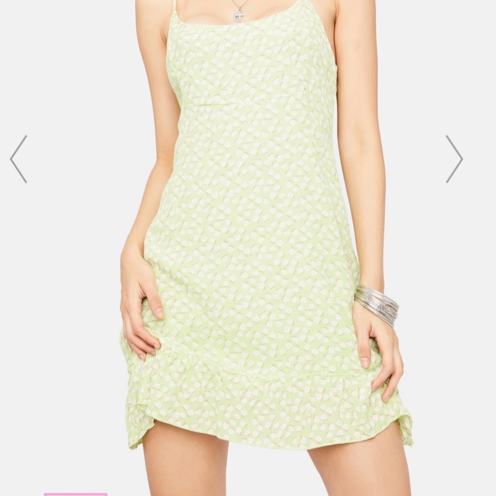 Lime collect call floral mini dress NEW dolls kill - Picture 3 of 4